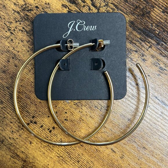 NEW! J Crew Simple Hoop Gold Earrings - Picture 3 of 4